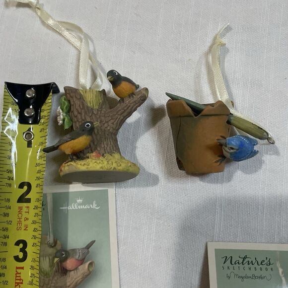 2 Hallmark Marjolein Bastin Ornaments Robin & Blue Jay Natures Sketchbook New - Picture 7 of 7